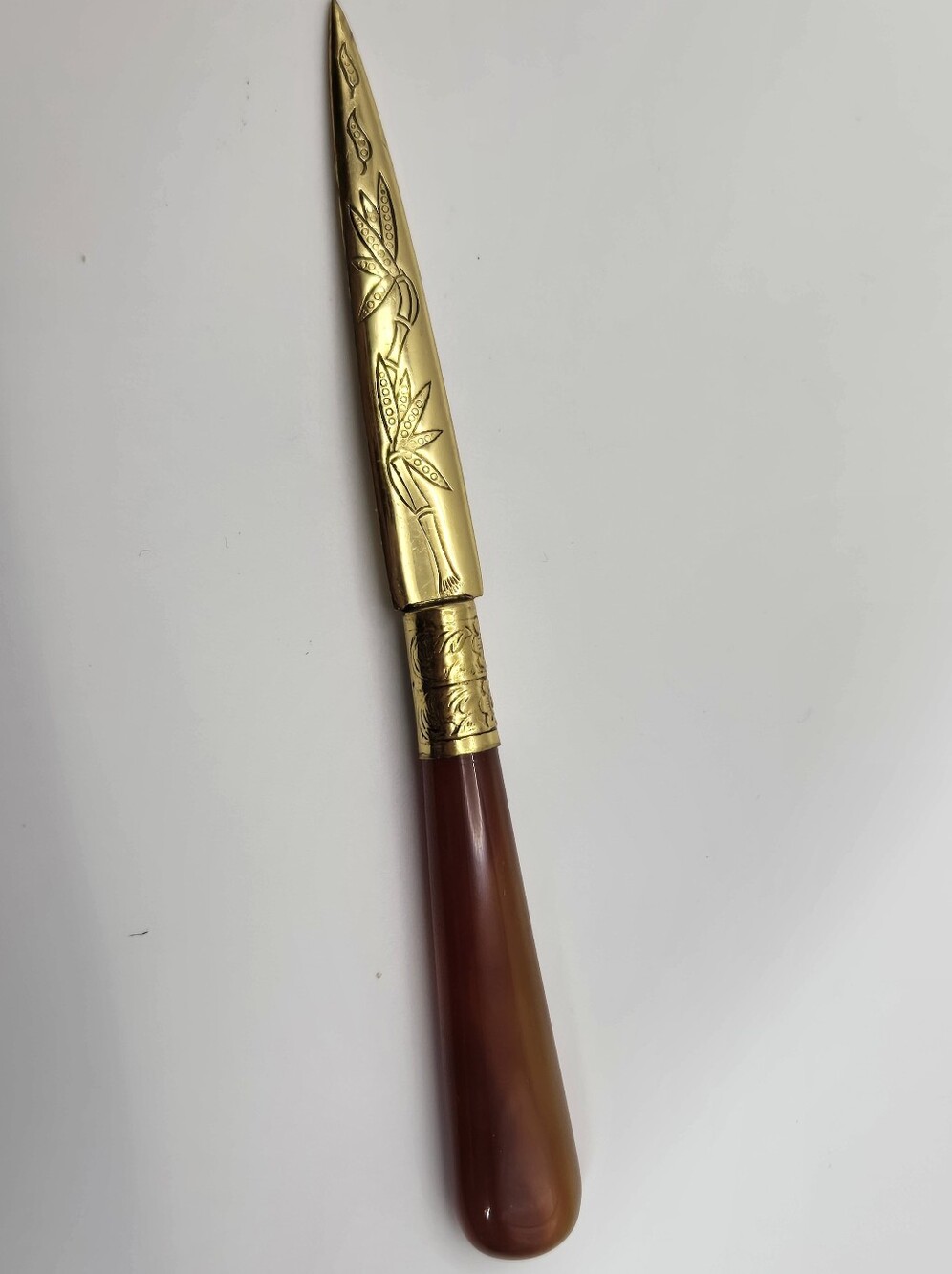 Vintage Brass Letter Openers Possibly Gumps Of San Francisco Aventurine & Agate - Picture 10 of 12